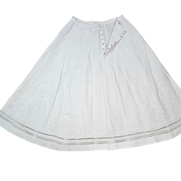 Antique c. 1905 white embroidered linen bodice skirt petticoat Volup - Picture 7 of 16